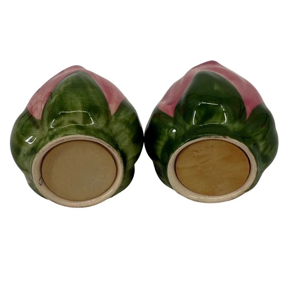Vintage Pink Rosebud Ceramic Salt and‎ Pepper Shakers Set 2 Floral - Picture 3 of 3